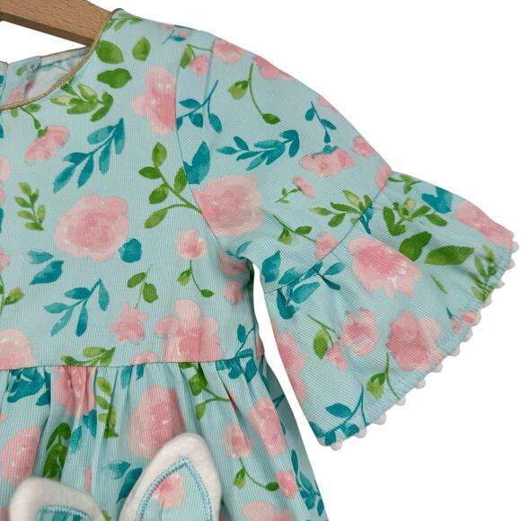 Mudpie Girl's Floral Bunny Dress Spring‎ Easter 2T - Picture 2 of 6